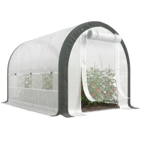 Outsunny 3 x 2(m) Walk-In Tunnel Greenhouse, with Accessories - White(m-10)