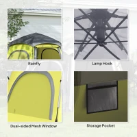 Outsunny Instant Pop Up Camping Tent, 2/3/4 Person Easy Setup Dome Family Tent with Vestibule, Rainfly, 4 Mesh Windows & 2 Doors, Hexagonal Design, Waterproof & UV Protected, Yellow Green(m-7)