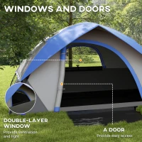 Outsunny Two Man Single Room Dome Tent, with Accessories - Dark Blue/Grey(m-6)