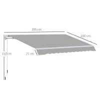 Outsunny Awning Canopy Manual Retractable Porch Sun Shade Shelter 3 x 2m Light Grey(m-3)