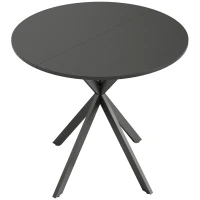 HOMCOM Runder Küchentisch, 80 cm, kompakte Tischplatte, Spanplatte, Metall, Schwarz(m-1)