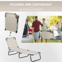 Outsunny Garden Sun Lounger, with Five-Position Back - Cream White(m-6)