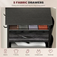 HOMCOM Chest of Five Fabric Drawers - Black(m-4)