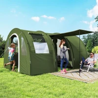 Outsunny 5-6 Man Camping Tent with 2 Room, Floor and Carry Bag - Green(m-2)