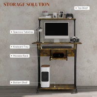 HOMCOM Multi-Storage Work Desk, with Sliding Keyboard Tray - Brown/Black(m-4)