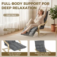 HOMCOM Modern Accent Chair, Leisure Lounge Chair Armchair with Footrest, Plush Cushion, Curved Legs and Arms, Grey(m-6)