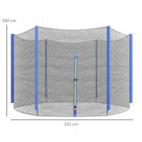 SPORTNOW 10ft Trampoline Net Replacement with 6 Plastic Pole Covers, Weather-Resistant Trampoline Netting Replacement with Zipped Entrance, Poles Not Included, Blue(m-3)