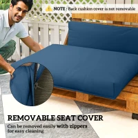 Outsunny Two Piece Seat Pallet and Back Cushions - Navy Blue(m-6)