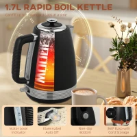 HOMCOM Stainless Steel Panel Kettle and Toaster Set - Black(m-4)