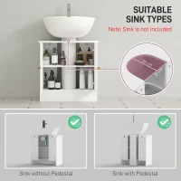 HOMCOM Under Sink Bathroom Cabinet, Under Sink Cabinet with Adjustable Shelf and Open Compartment for Basin with or without Pedestal, 60 x 30 x 60cm, White(m-4)