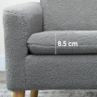 HOMCOM Armchair, Upholstered Accent Chair with Wood Legs and Wide Padded Seat, Teddy Occasional Chair, Grey(m-7)