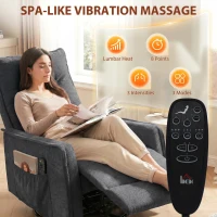HOMCOM Recliner Armchair, Chenille Recliner Chair with Massage and Heat, 360° Swivel Rocking Manual Recliner, Dark Grey(m-4)