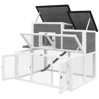 PawHut Wooden Rabbit Hutch, Indoor Outdoor Bunny Cage with Waterproof & Openable Roof, Pull Out Tray and Ramp, Guinea Pig Hutch(m-11)