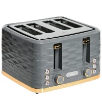 HOMCOM Four-Slice Rippled Toaster - Grey(m-1)