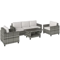 Outsunny Six-Piece Modular Rattan Sofa Set - Light Grey(m-1)