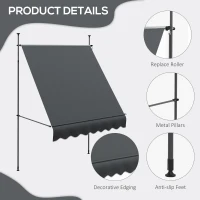 Outsunny 2 x 1.2m Manual Retractable Awning - Grey(m-7)