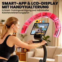 SPORTNOW Liegeergometer für Zuhause mit 8 verstellbar Widerstandsstufe Magnetbremse APP Pulssensor LCD-Display Fußriemen(m-4)