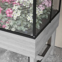 Outsunny 60 x 120cm Raised Garden Bed with Wooden Base - Grey(m-8)