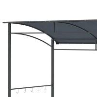 Outsunny 2.2 x 1.5 m BBQ Grill Gazebo Tent, Garden Grill with Metal Frame, Curved Canopy and 10 Hooks, Outdoor Sun Shade, Grey(m-8)