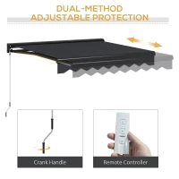 Outsunny 3 x 2.5m Electric Awning with LED Light, Aluminium Frame Retractable Awning Sun Canopies for Patio Door Window(m-4)