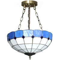 HOMCOM Tiffany Style Ceiling Light, Vintage Chandelier with 3 E27 Sockets, Semi Flush Mount for Living Room, Bulbs Not Included(m-10)