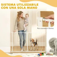 PawHut Cancelletto di Sicurezza per Cani in Acciaio e ABS, Estensibile 75-145cm per Scale e Porte, Bianco(m-5)