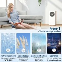 HOMCOM Climatiseur mobile climatiseur 4 en 1 refroidissement déshumidificateur 40L/jour ventilateur mode nuit(m-5)