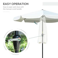 Outsunny 2.7m Patio Parasol Garden Umbrellas with Aluminium Pole, UPF 50+ Outdoor Sun Shade Table Umbrella with Tilt, Crank, 8 Ribs, Ruffles, White(m-5)