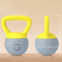 SPORTNOW 4KG Soft Kettlebell, Kettle Bell with Non-Slip Handle for Home Gym, Weight Lifting, Strength Training, Yellow/Grey(m-3)