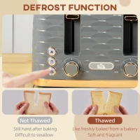 HOMCOM Four-Slice Rippled Toaster - Grey(m-6)