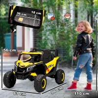 AIYAPLAY 12V Kids Ride On Car with Remote Control, Kids Electric Car with Suspension System, Music, for Kids 3-5 Years, Yellow(m-3)