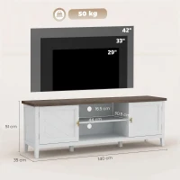 HOMCOM TV Unit for TVs up to 42 Inch, Farmhouse Entertainment Centre with 2 Open Shelves, 2 Cabinets and Thick Top(m-3)