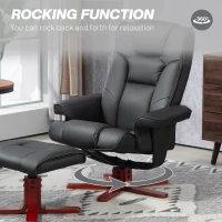 HOMCOM Faux Leather Manual Recliner and Footstool Set - Black(m-5)