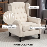 HOMCOM 150° Reclining Vintage Armchair, with footrest - Beige(m-5)