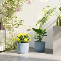 Outsunny Set of Two Ф22cm Planters - Blue(m-2)