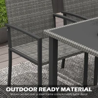 Outsunny Outdoor Dining Set 5 Pieces Patio Conservatory with Tempered Glass Tabletop,4 Dining Chairs - Grey(m-6)