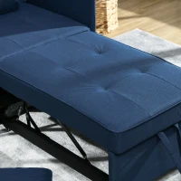 HOMCOM Convertible Single Sofa Bed with Thick Padded Seat, 3-in-1 Multi-Functional Sleeper Chair Bed with Magazine Pocket, for Living Room, Blue(m-8)