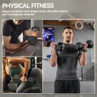 HOMCOM 2x17.5KG Rubber Hex Dumbbell Portable Hand Weights Dumbbell Home Gym(m-7)