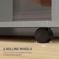 HOMCOM Open Wardrobe Double Mobile Storage Shelves Organizer W/6 Wheels-Grey(m-6)