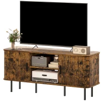 HOMCOM TV Stand Cabinet for TVs up to 55 Inches, TV Unit with Storage Shelves and Cupboard for Living Room, Rustic Brown(m-11)