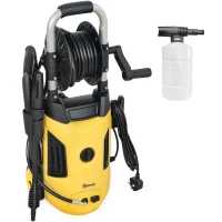 Outsunny 1800W High Pressure Washer, 150 Bar Pressure, 420 L/h Flow, Portable Power Washer Jet Wash Cleaner with Adjustable Nozzle, 6M Hose, Hose Reel, Steel Handle for Home Patio Car Driveway, Yellow(m-10)