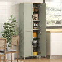 HOMCOM Freestanding Kitchen Cupboard, 4-Door Storage Cabinet with Adjustable Shelves, Modern Kitchen Pantry, 170cm, Green(m-2)