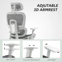 HOMCOM Multi-Adjustable Mesh Office Chair - Grey and White(m-7)