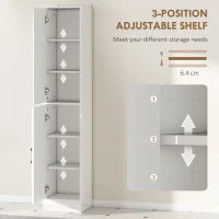 kleankin Tall Bathroom Cabinet with Mirror and Adjustable Shelf - High Gloss White(m-5)