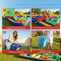 AIYAPLAY 9-in-1 Hüpfburg mit Gebläse Sicherheitsnetz belastbar bis 120kg für 3-8 Jahre 330x290x185 cm Mehrfarbig(m-7)