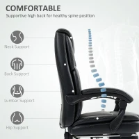 HOMCOM Faux Leather Reclining Office Chair, with Footrest - Black(m-5)