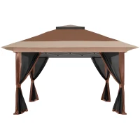 Outsunny 3.6 x 3.6m Pop-Up Gazebo, with Accessories - Brown(m-9)