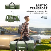 Outsunny 5-6 Man Camping Tent with 2 Room, Floor and Carry Bag - Green(m-8)