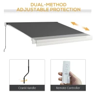 Outsunny 4 x 3(m) Electric Retractable Awning with Remote Controller, Aluminium Frame Sun Canopies for Patio Door Window(m-4)