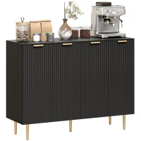 HOMCOM Sideboard Buffet Cabinet, Modern Kitchen Storage Cabinet with Adjustable Shelves and Metal Legs, Black(m-10)